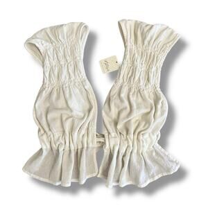 Free People Hot Spell Top‎ Ivory M NWT Smocked Crop Peasant Boho Cottagecore